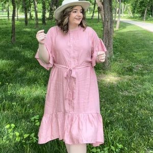 One Loved Babe Flying Tomato 1X pink dress